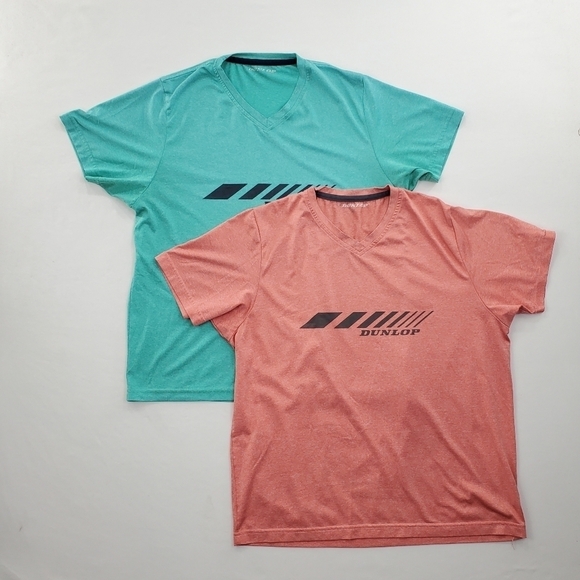 Dunlop Graphic Performance SS T Shirts Men Athletic Bundled Lot (2) Mint Coral - Picture 15 of 15